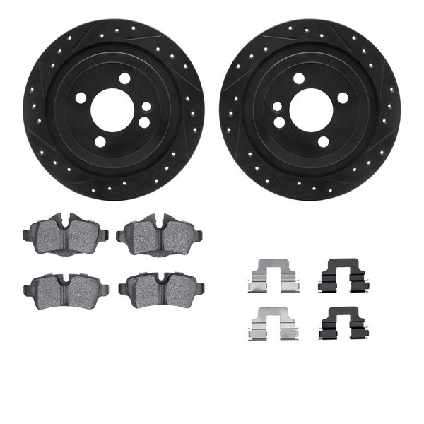 Dynamic Friction Co 8512-32009, Rotors-Drilled and Slotted-Black w/ 5000 Advanced Brake Pads incl. Hardware, Zinc Coated 8512-32009